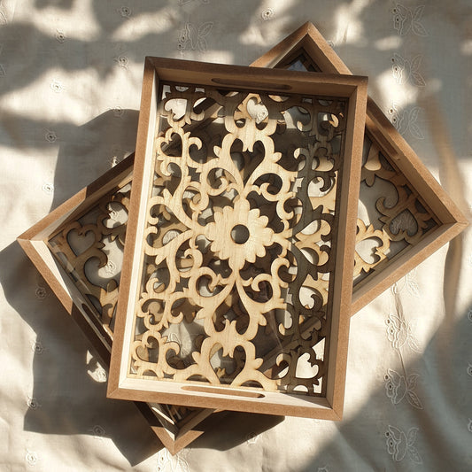 Wooden Laser Cut Tray - Bohemian