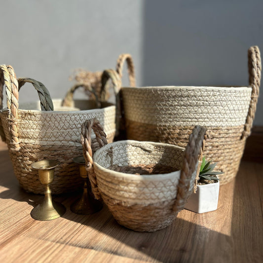 Two tone Rattan Basket